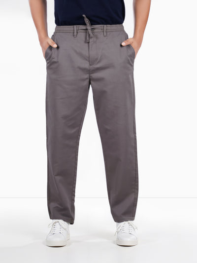 Celio* Cotton-Blend Regular Fit Grey Trouser