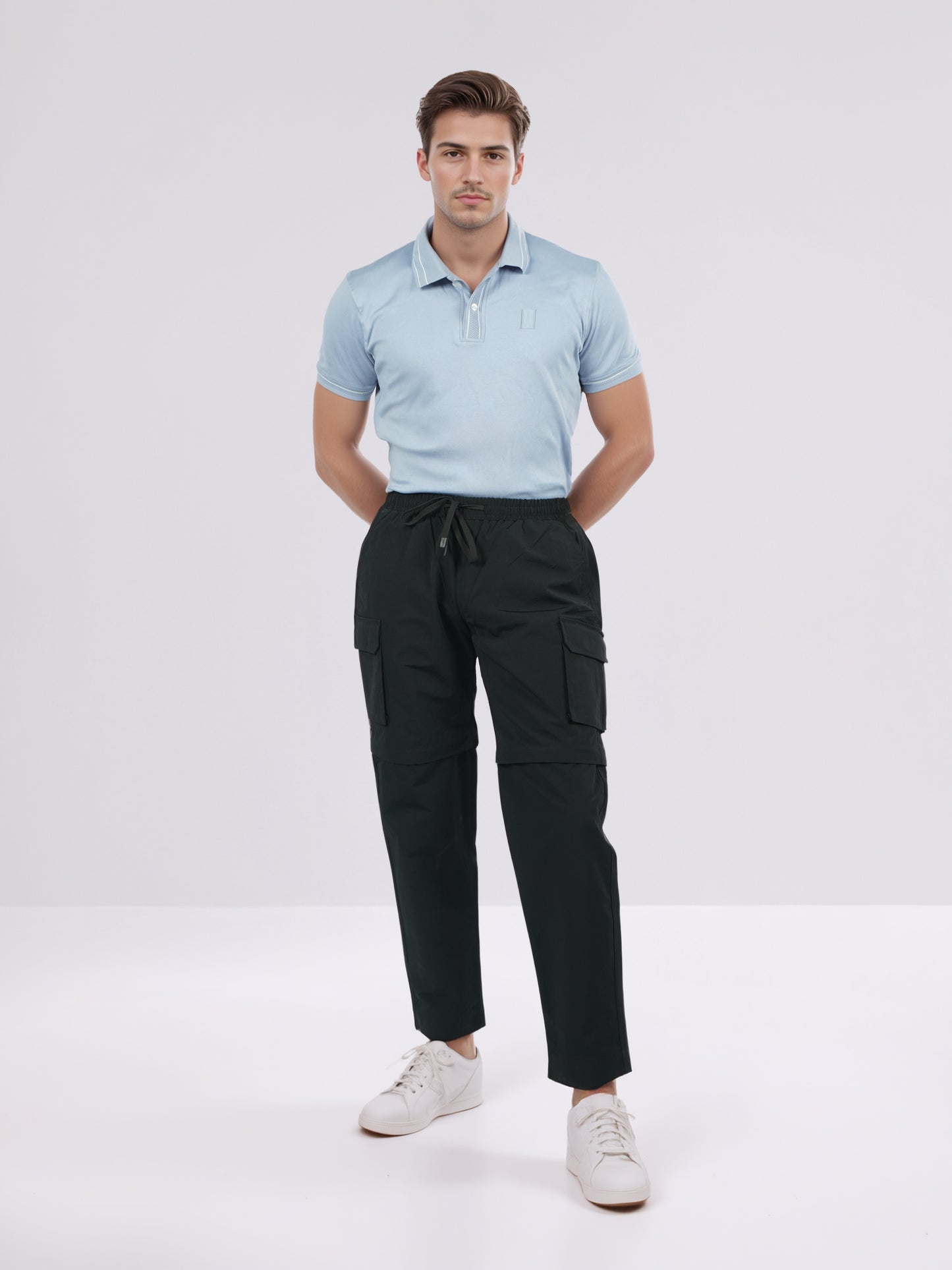 Celio* Men Olive Solid Loose Fit Nylon Jeans