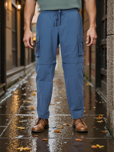 Celio* Men Blue Solid Loose Fit Nylon Cargo