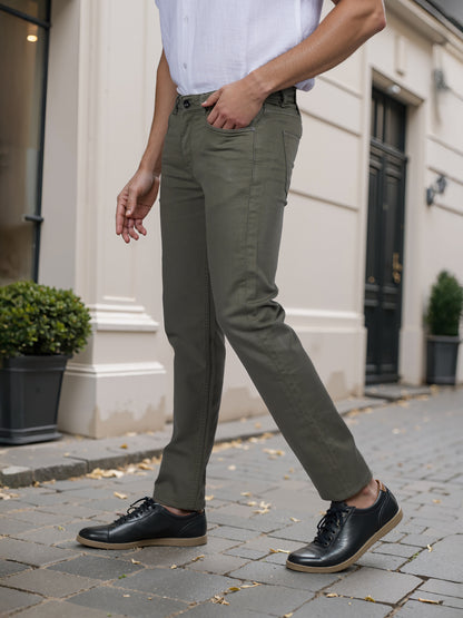 Celio* Poly-Cotton Slim Fit Olive Jean