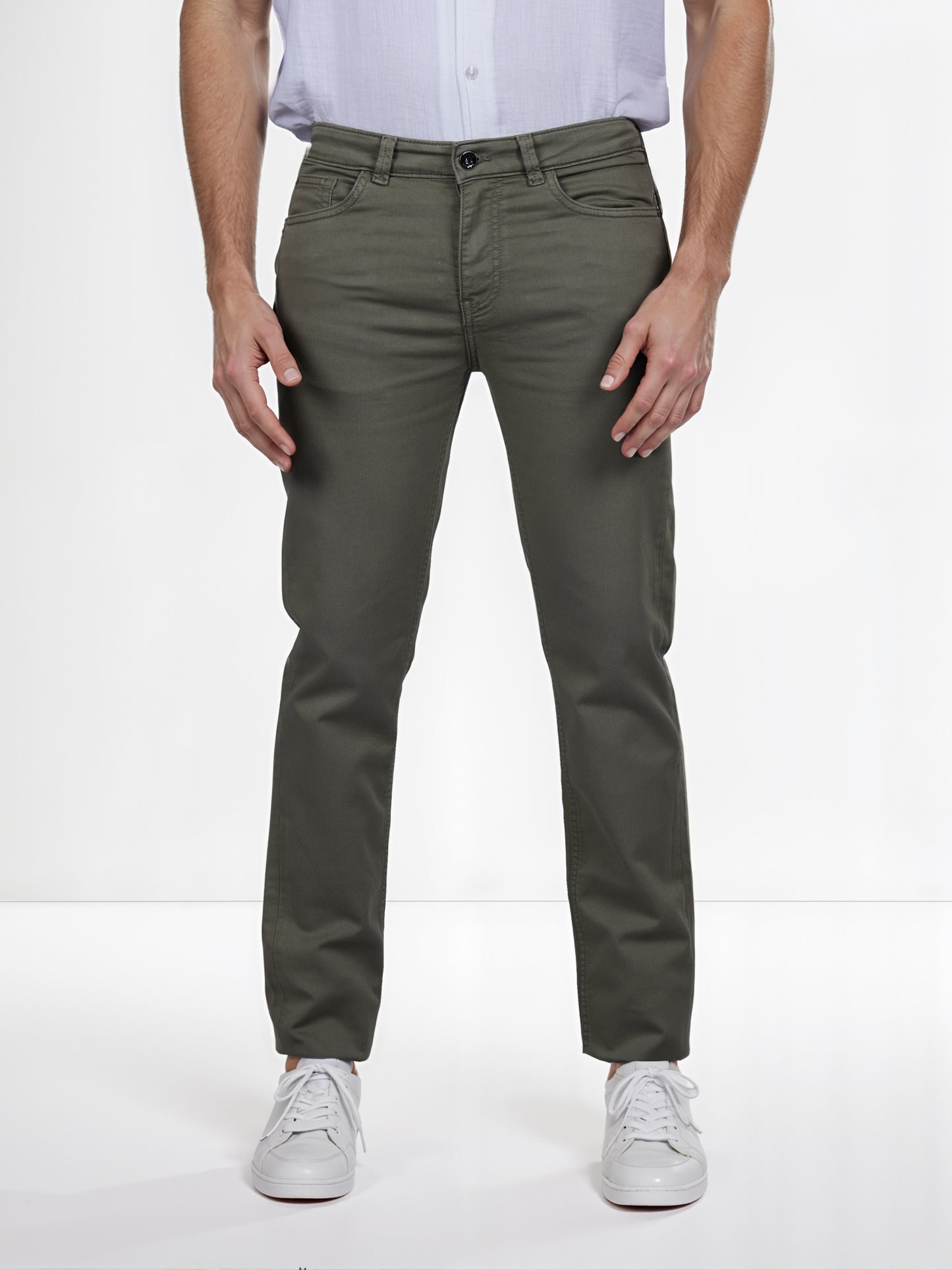 Celio* Poly-Cotton Slim Fit Olive Jean