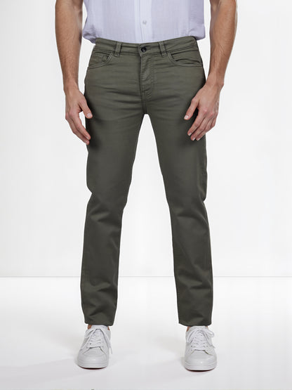 Celio* Poly-Cotton Slim Fit Olive Jean