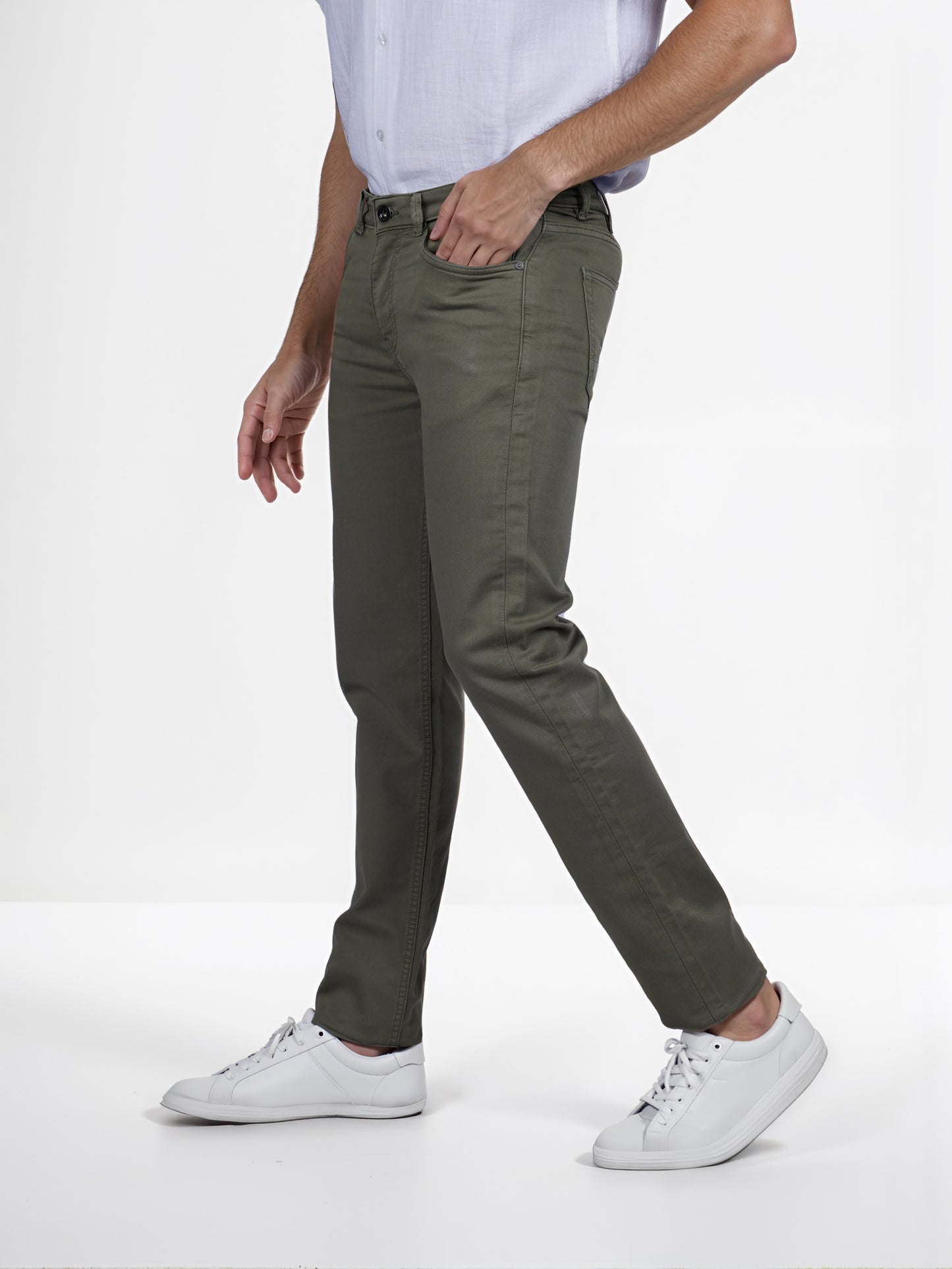 Celio* Poly-Cotton Slim Fit Olive Jean