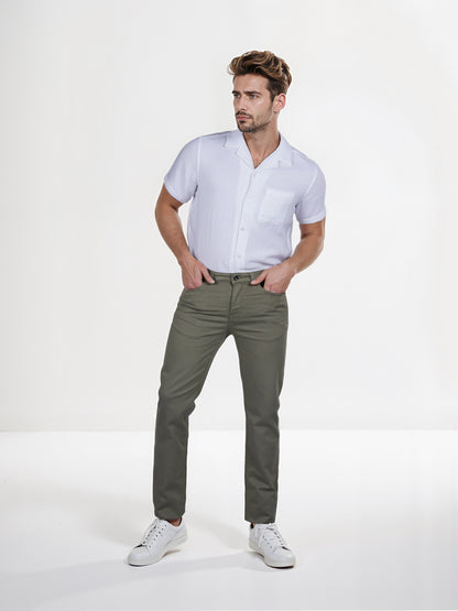 Celio* Poly-Cotton Slim Fit Olive Jean