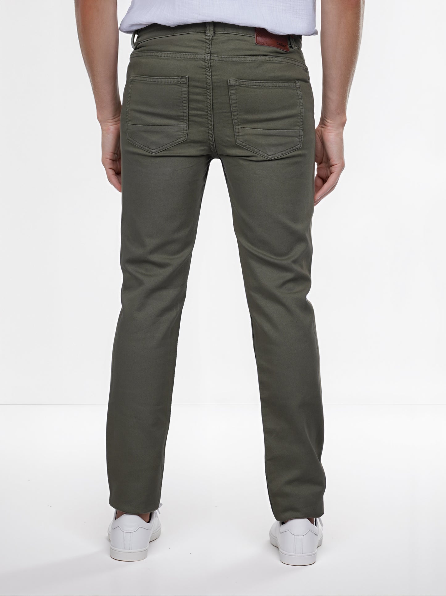 Celio* Poly-Cotton Slim Fit Olive Jean