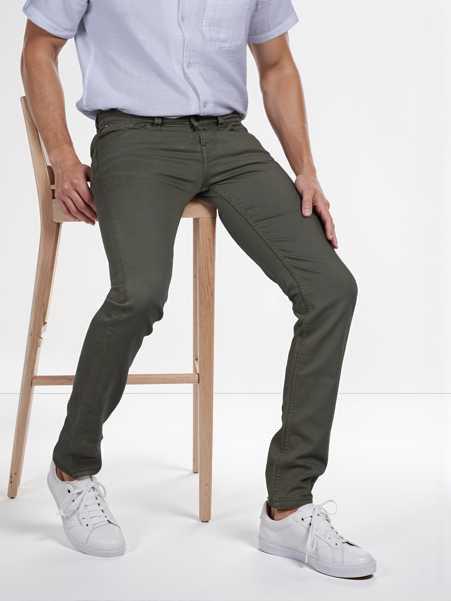 Celio* Poly-Cotton Slim Fit Olive Jean