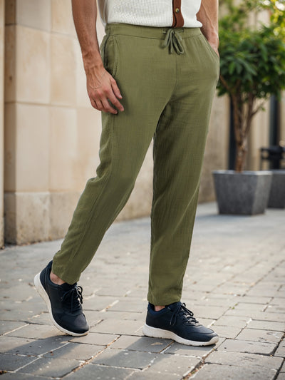 Celio* Cotton Slim Fit Olive Trouser