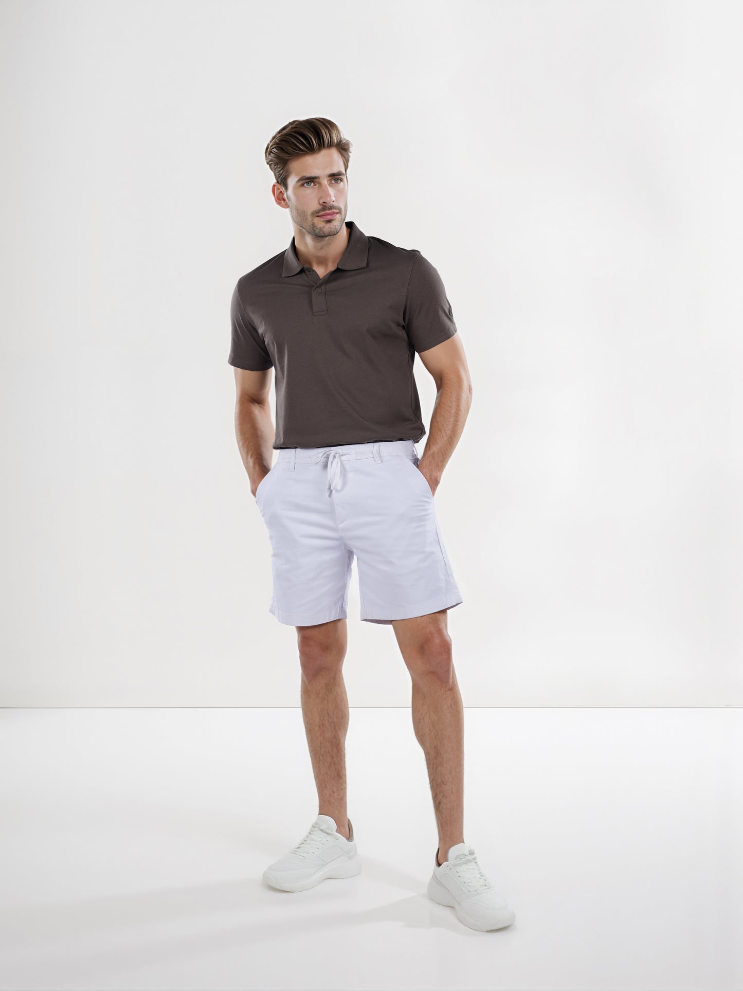 Celio* Cotton Regular Fit White Bermuda