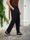 Celio* Linen Relaxed Fit Black Casual Trouser