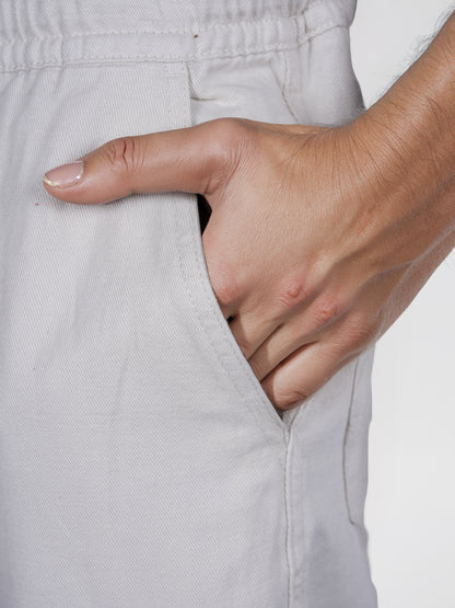 Celio* Linen Relaxed Fit Off White Casual Trouser