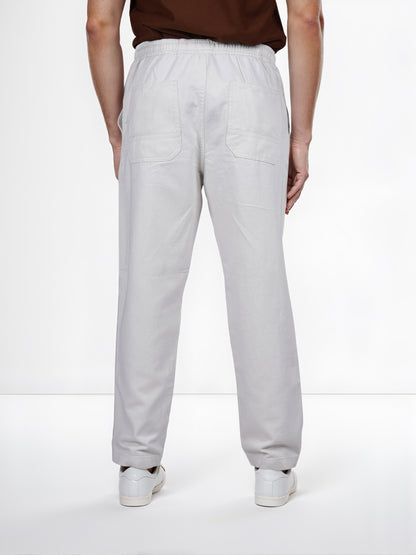 Celio* Linen Relaxed Fit Off White Casual Trouser