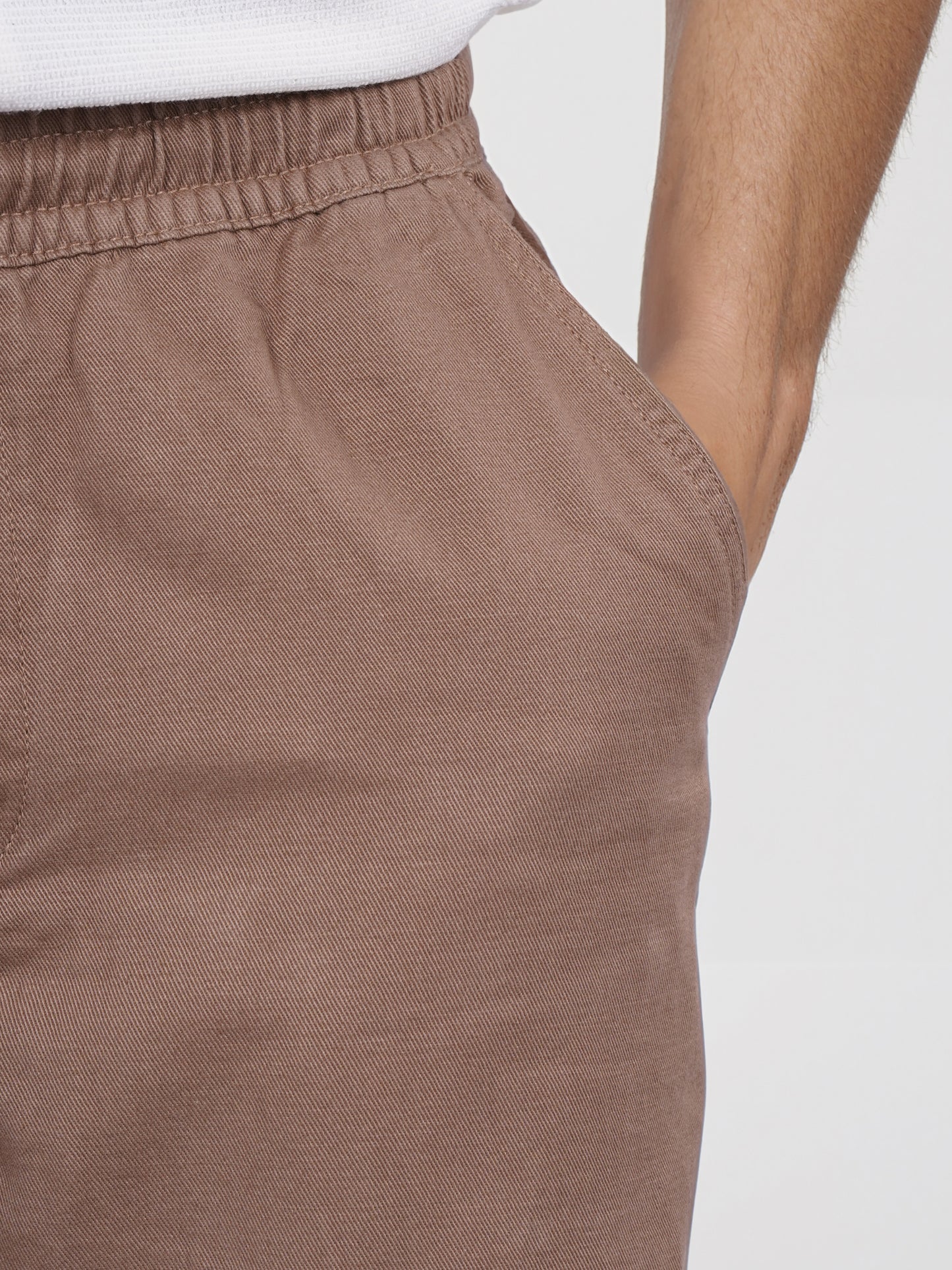 Celio* Linen Relaxed Fit Brown Casual Trouser