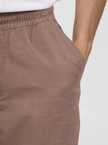 Celio* Linen Relaxed Fit Brown Casual Trouser