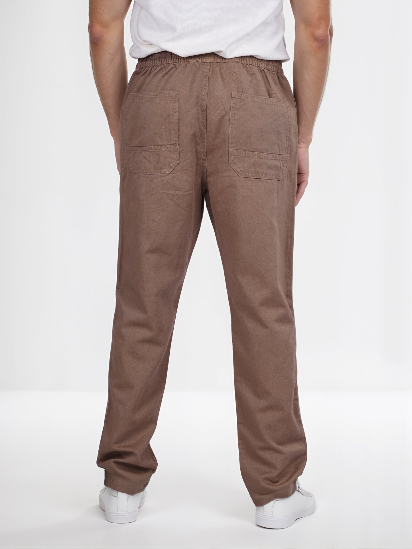 Celio* Linen Relaxed Fit Brown Casual Trouser