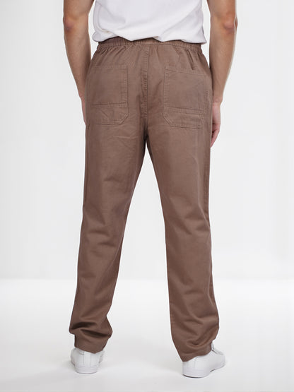 Celio* Linen Relaxed Fit Brown Casual Trouser