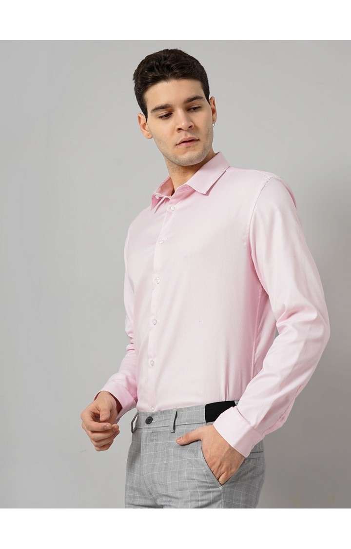 Celio* Solid Regular Fit Cotton Pink Formal Shirt