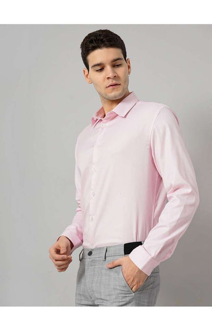 Celio* Solid Regular Fit Cotton Pink Formal Shirt
