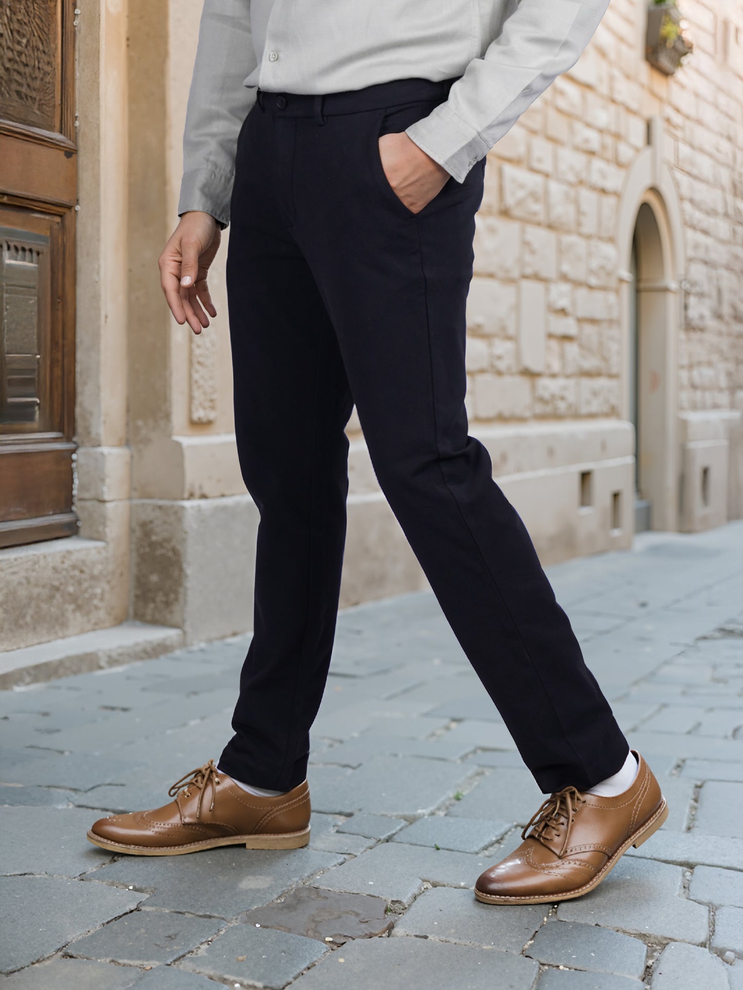 Celio* Cotton Slim Fit Black Trouser