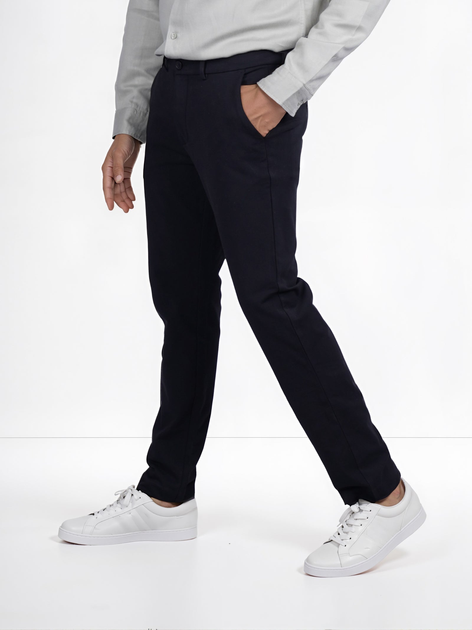 Celio* Casual Men Slim Fit Cotton Black Solid Trouser