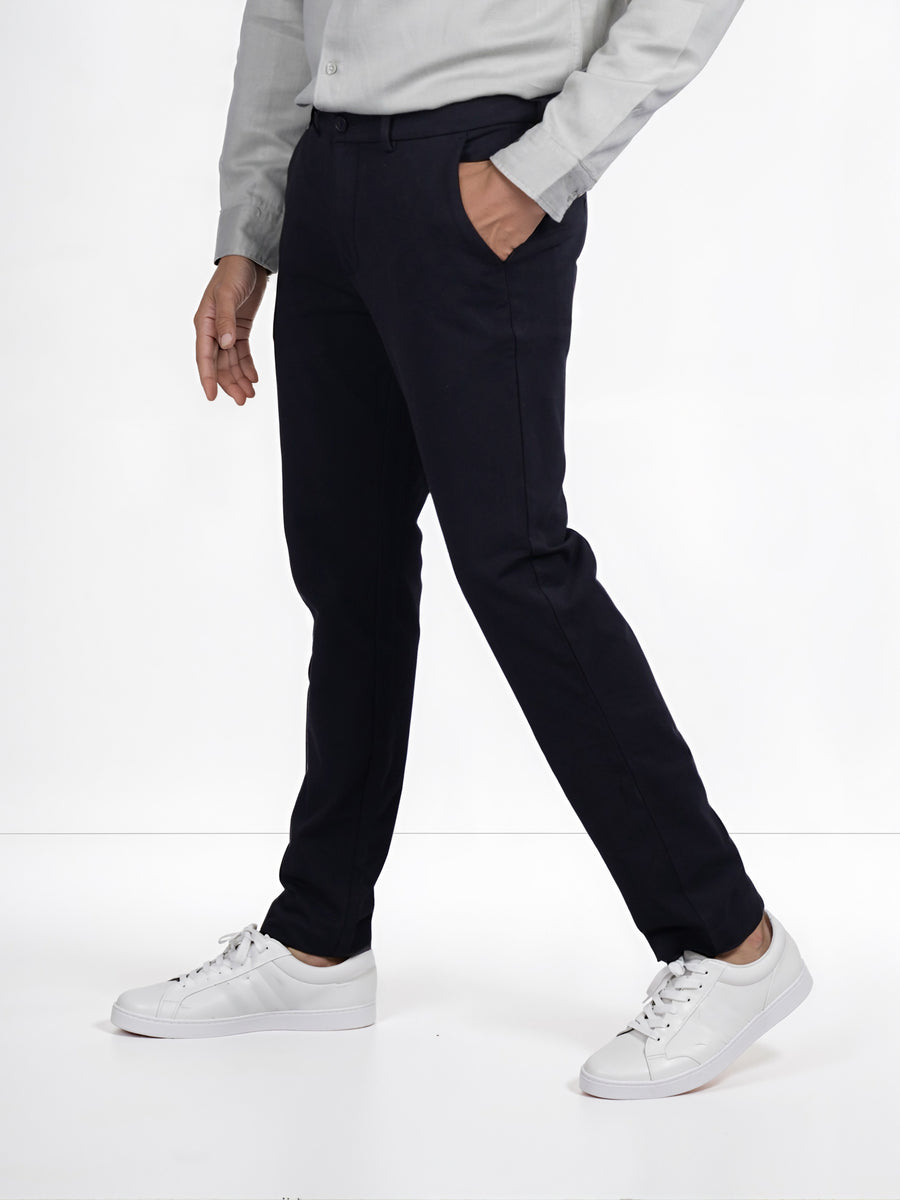 Celio* Casual Men Slim Fit Cotton Black Solid Trouser
