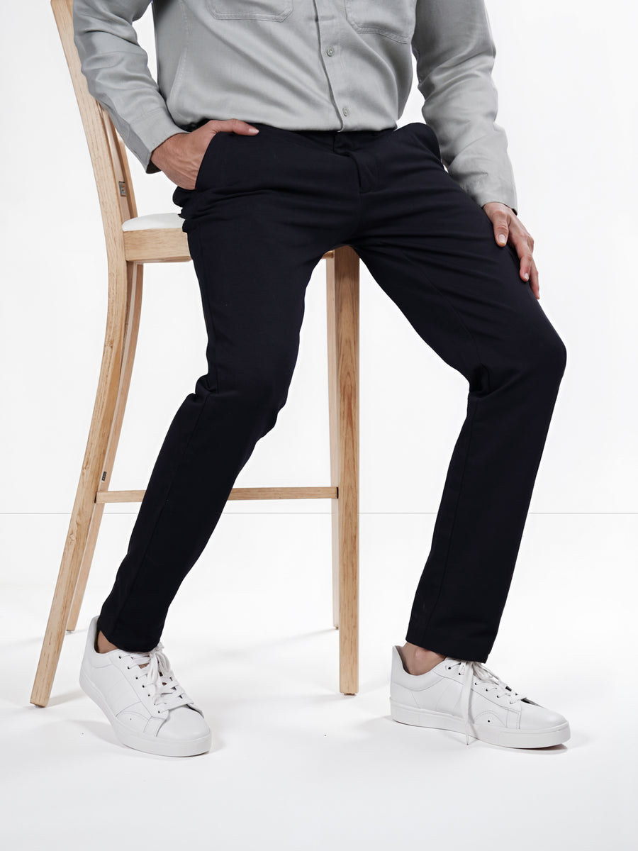 Celio* Casual Men Slim Fit Cotton Black Solid Trouser