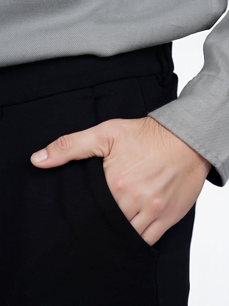 Celio* Casual Men Slim Fit Cotton Black Solid Trouser
