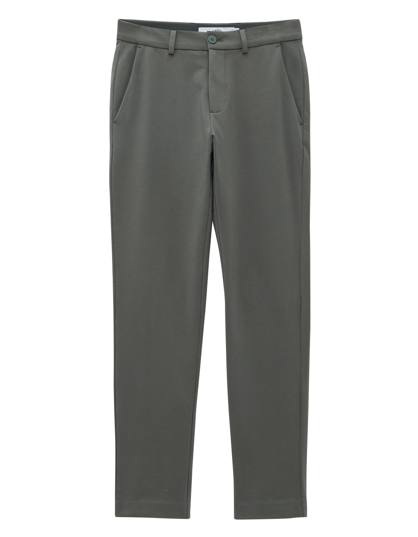 Celio* Cotton-Blend Regular Fit Grey Trousers