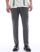 Celio* Cotton-Blend Regular Fit Grey Trousers