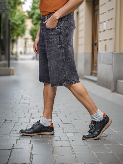 Celio* Cotton Straight Fit Black Bermuda