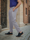 Celio* Linen Straight Fit Grey Casual Trouser