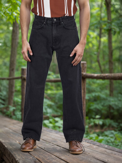 Celio* Cotton Loose Fit Black Jean