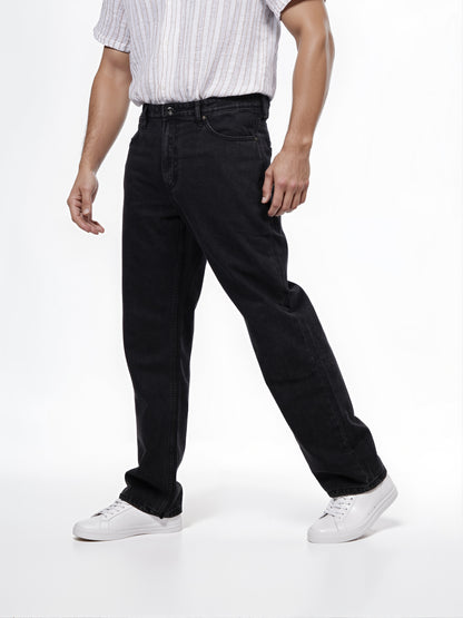 Celio* Men Black Solid Loose Fit Cotton Jean