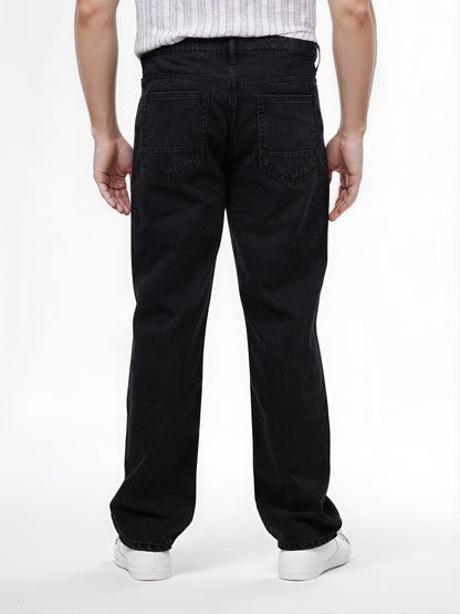 Celio* Men Black Solid Loose Fit Cotton Jean