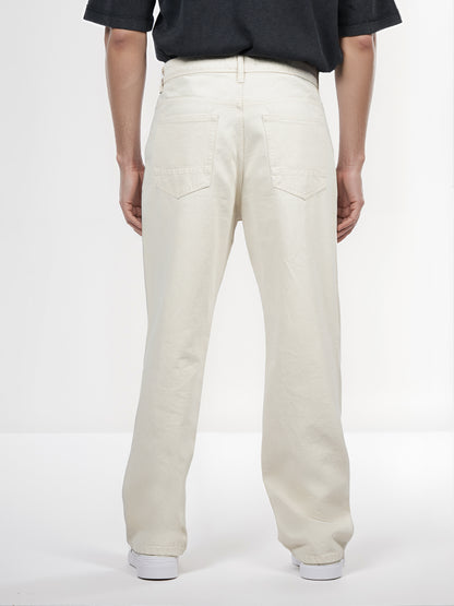 Celio* Men Beige Solid Loose Fit Cotton Jean
