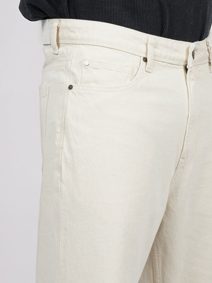 Celio* Men Beige Solid Loose Fit Cotton Jean