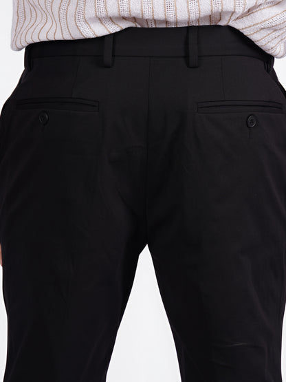Celio* Men Black Solid Slim Fit Cotton Knit Trouser