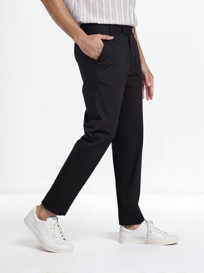 Celio* Men Black Solid Slim Fit Cotton Knit Trouser