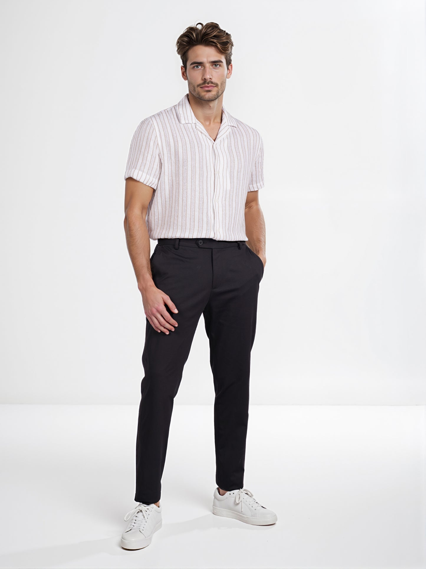 Celio* Men Black Solid Slim Fit Cotton Knit Trouser