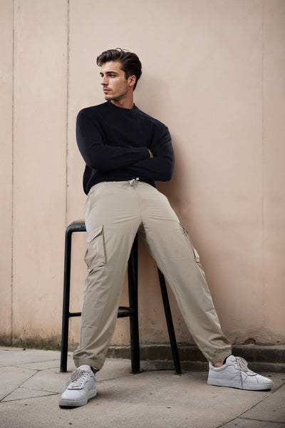 Celio* Poly-Blend Slim Fit Beige Trousers