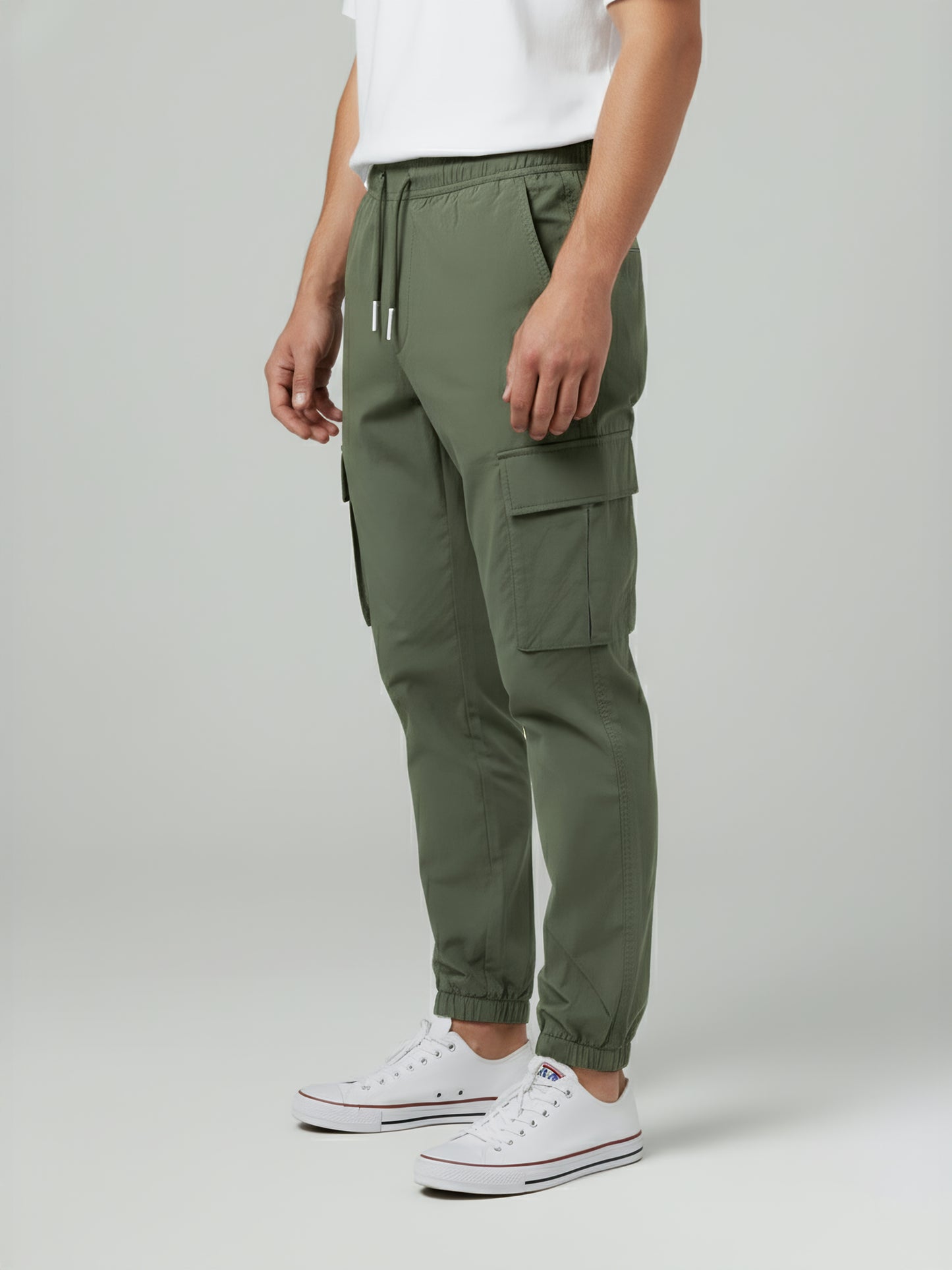 Celio* Men Olive Solid Slim Fit Polyester Trousers