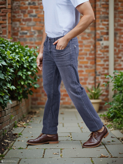 Celio* Men Grey Solid Straight Fit Cotton Twill Denim Jean