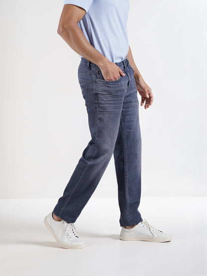 Celio* Men Grey Solid Straight Fit Cotton Twill Denim Jean