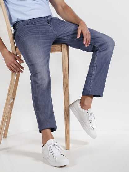 Celio* Men Grey Solid Straight Fit Cotton Twill Denim Jean