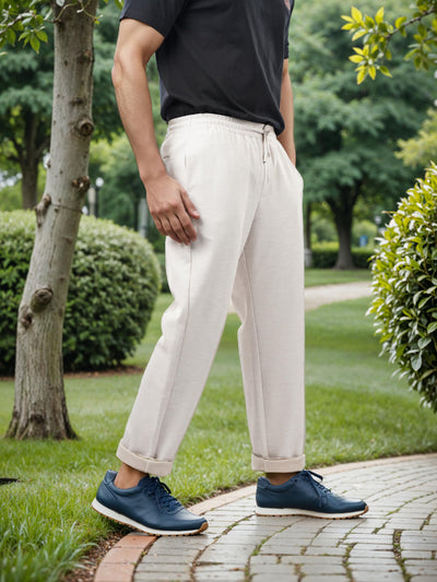 Celio* Polyester-Blend Regular Fit Beige Trouser