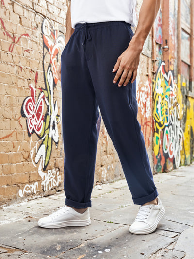 Celio* Polyester-Blend Regular Fit Navy Blue Trouser