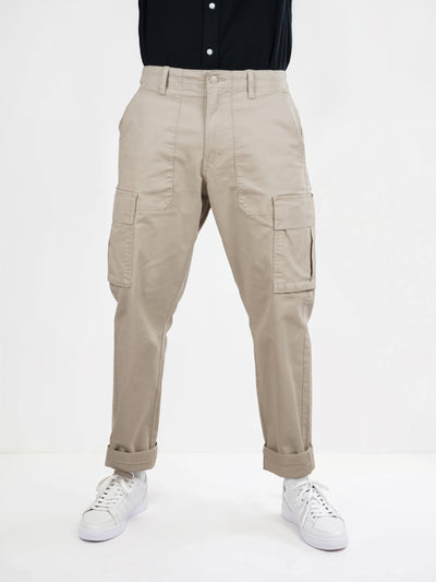 Celio* Cotton-Blend Slim Fit Beige Cargo
