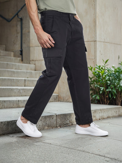 Celio* Cotton-Blend Slim Fit Black Cargo