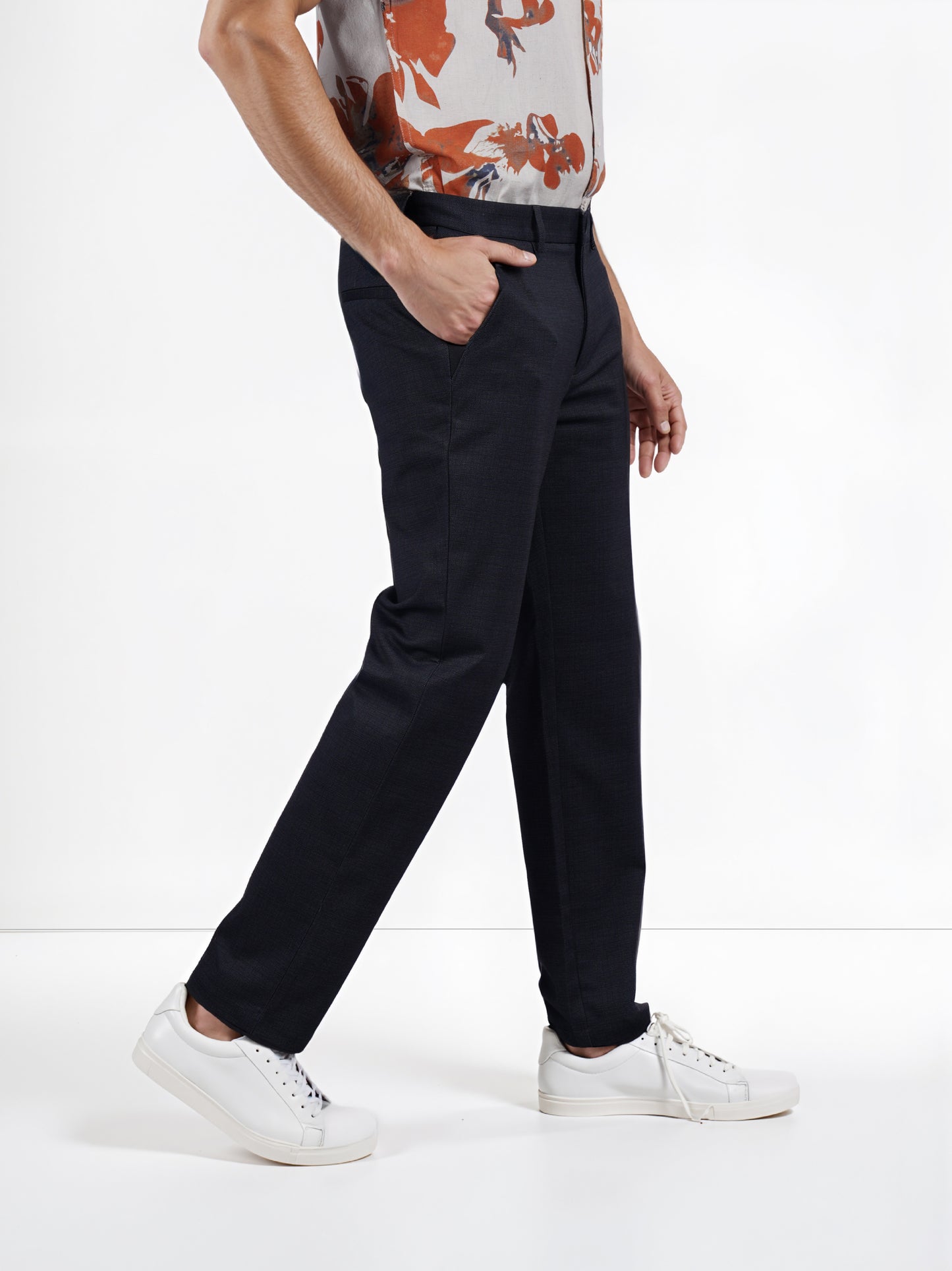 Celio* Polyester-Blend Slim Fit Black Trouser