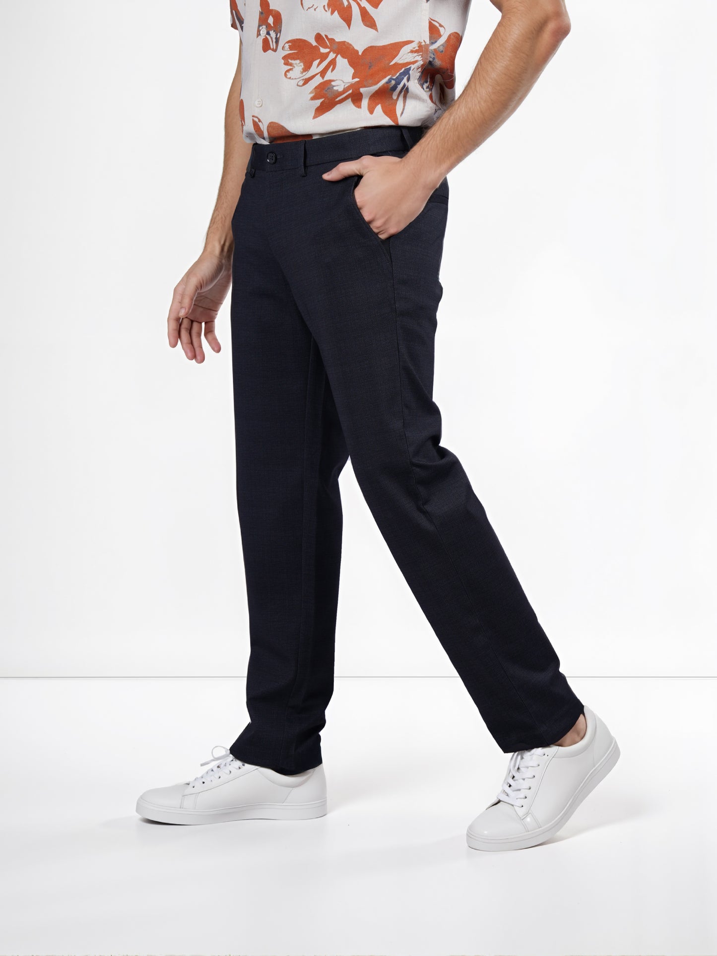 Celio* Polyester-Blend Slim Fit Black Trouser