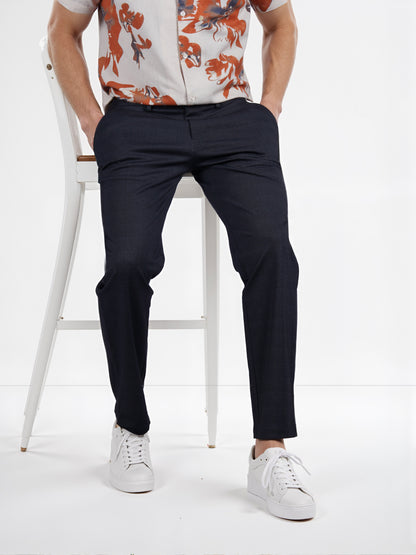 Celio* Polyester-Blend Slim Fit Black Trouser